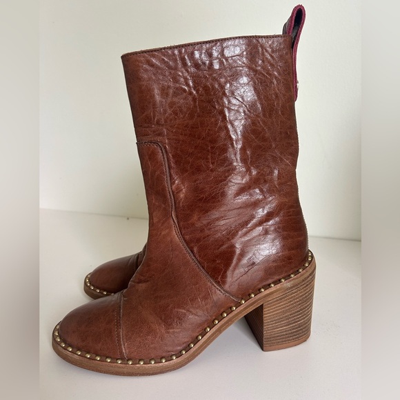 Zadig & Voltaire Empress Clous Brown Leather Boots - Picture 1 of 10